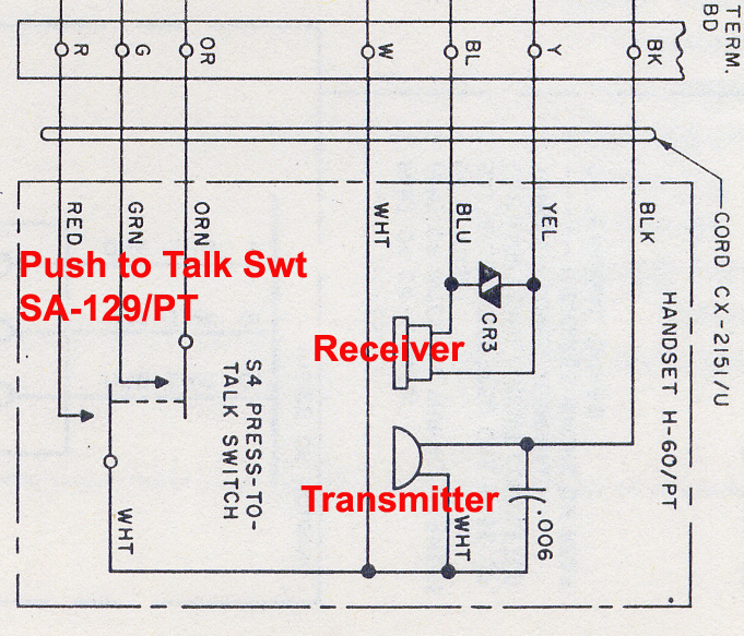 H-60/PT Handset Wire Diagram